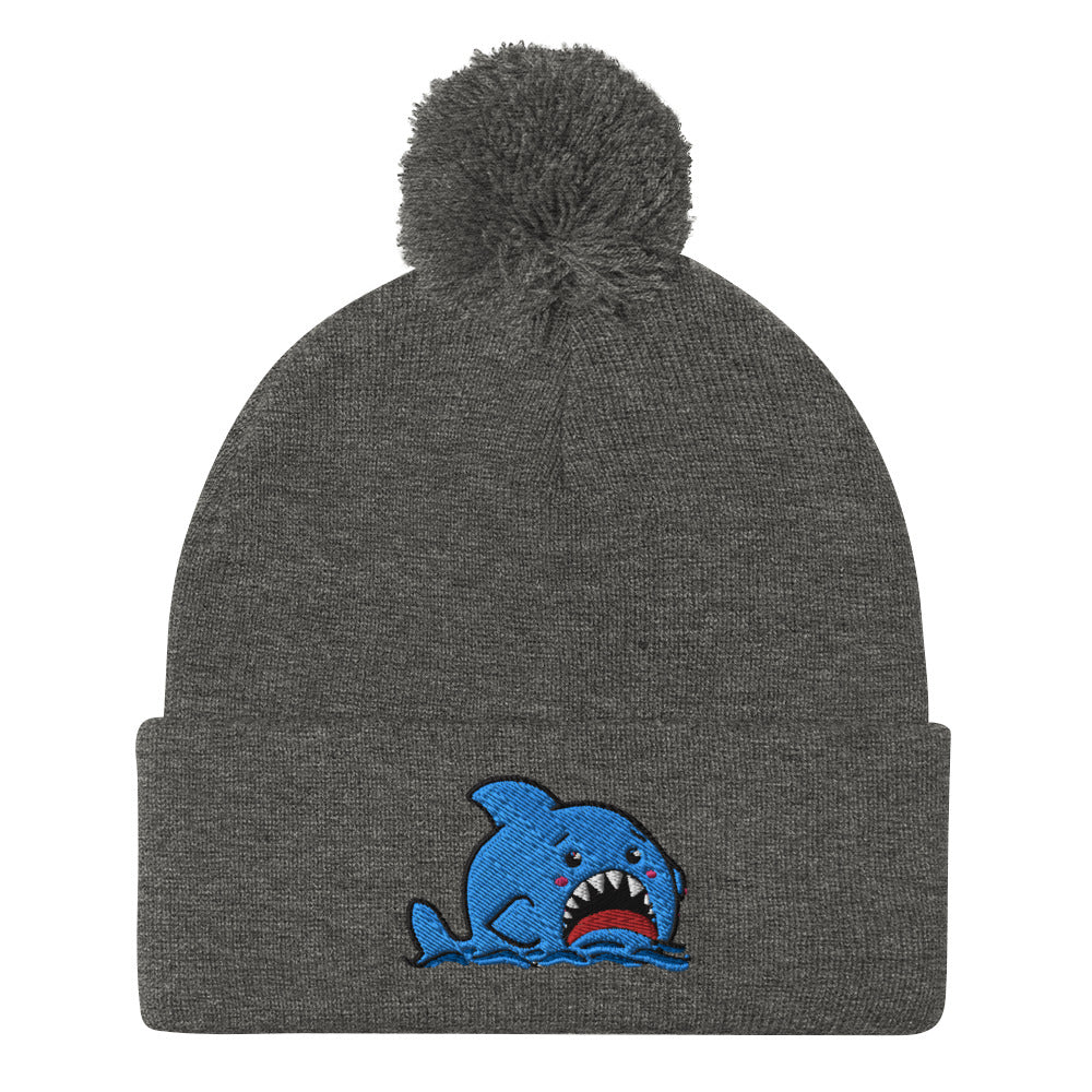 Anxious Shark Classic Pom-Pom Beanie