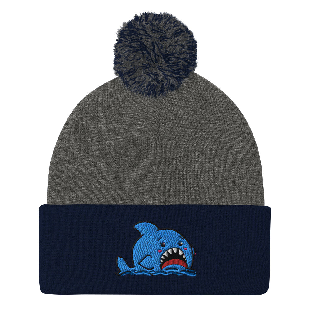 Anxious Shark Classic Pom-Pom Beanie