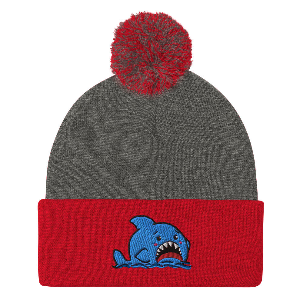 Anxious Shark Classic Pom-Pom Beanie