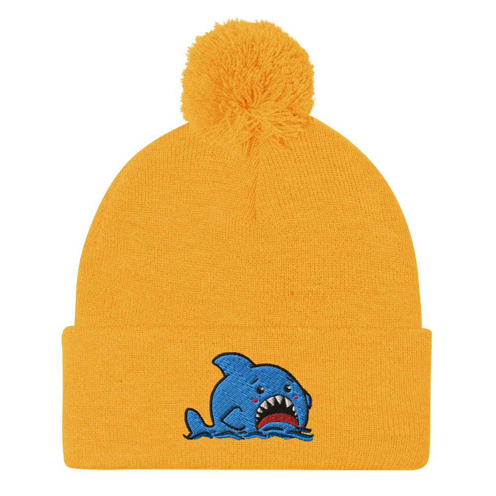 Anxious Shark Classic Pom-Pom Beanie