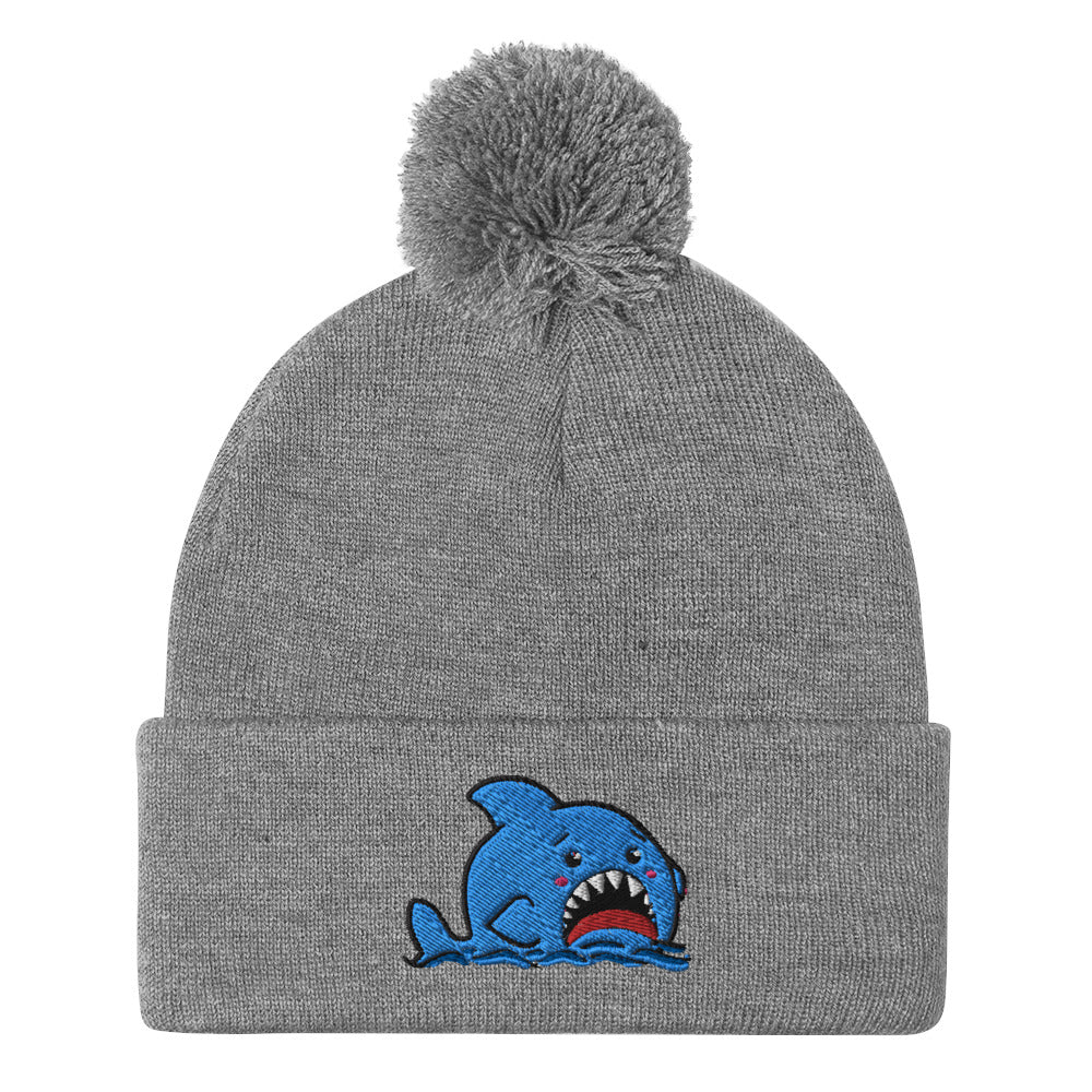 Anxious Shark Classic Pom-Pom Beanie