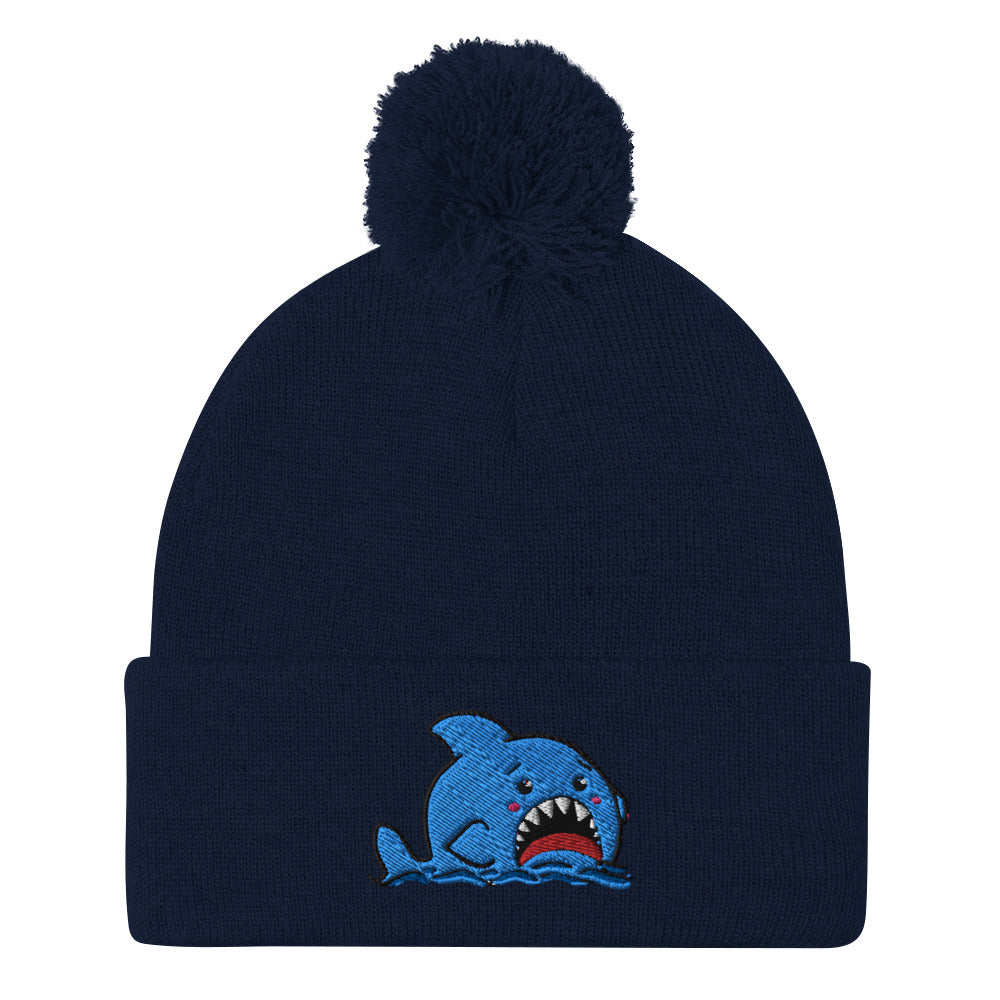 Anxious Shark Classic Pom-Pom Beanie