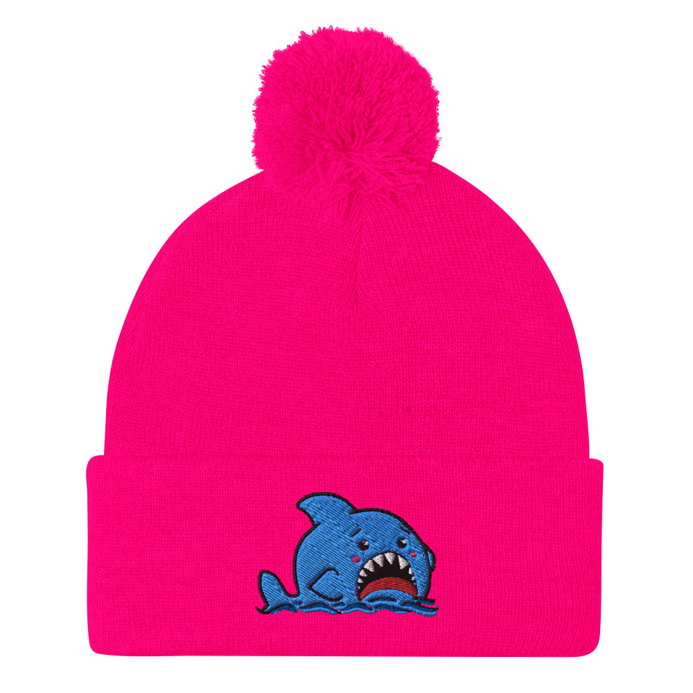 Anxious Shark Classic Pom-Pom Beanie