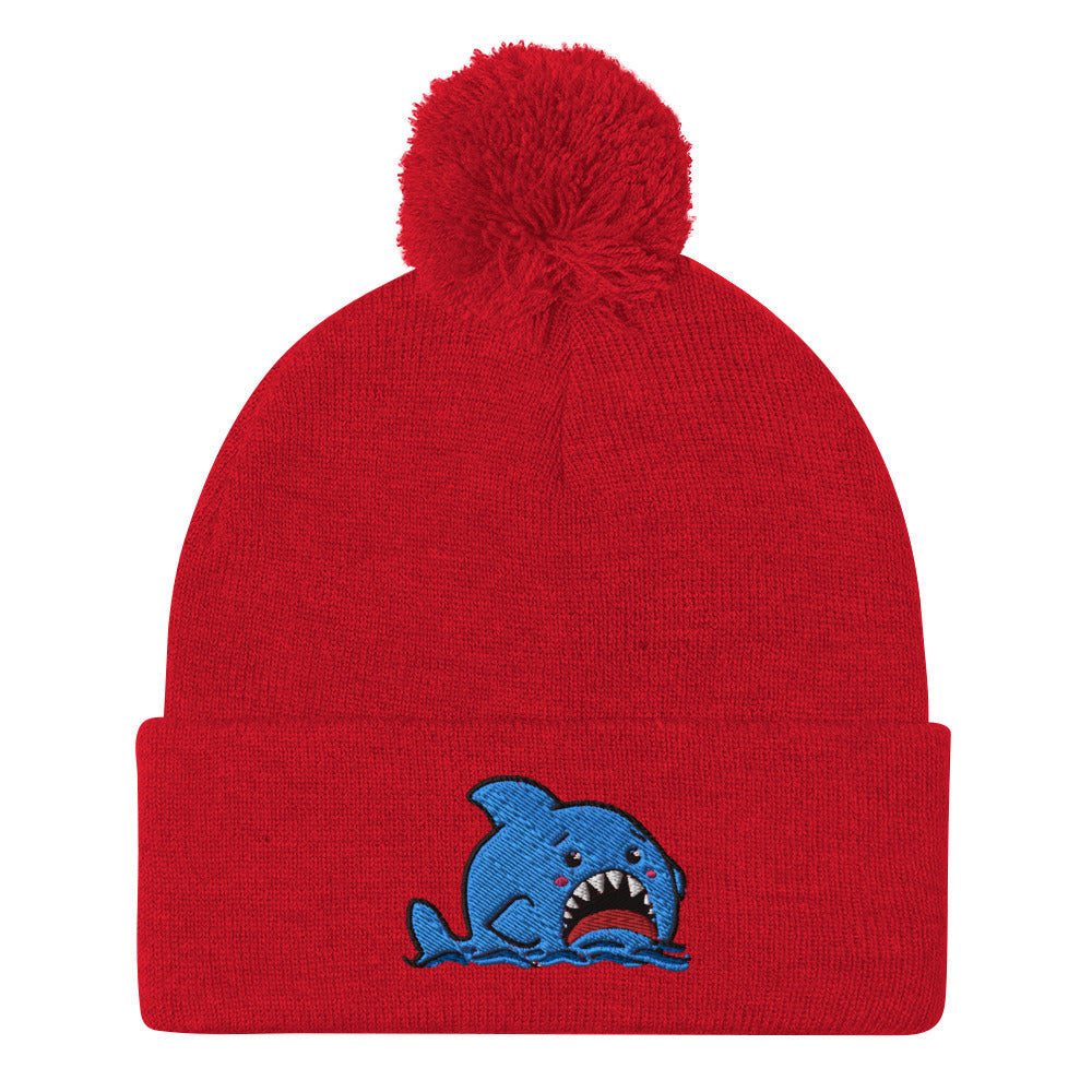 Anxious Shark Classic Pom-Pom Beanie