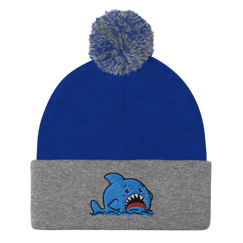 Anxious Shark Classic Pom-Pom Beanie