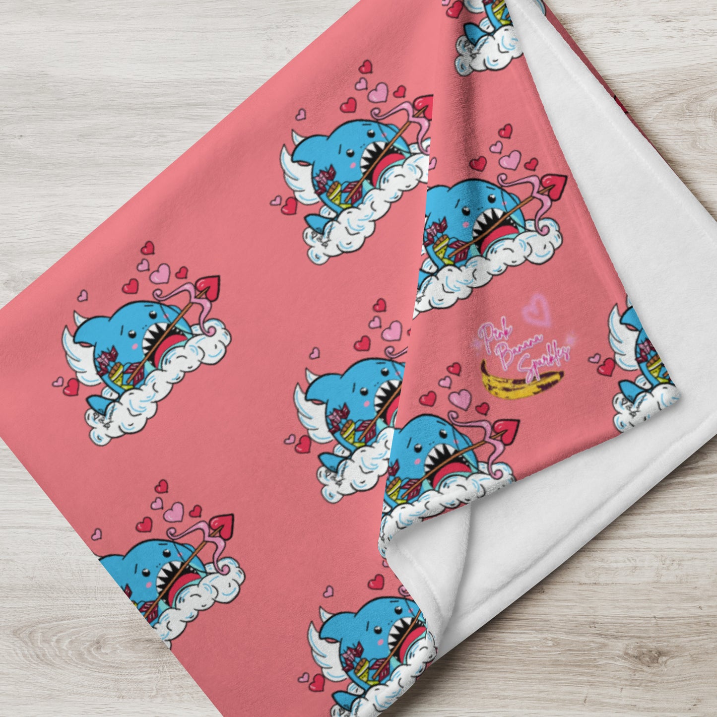 Valentine's Shark Throw Blanket- Cupid Shark
