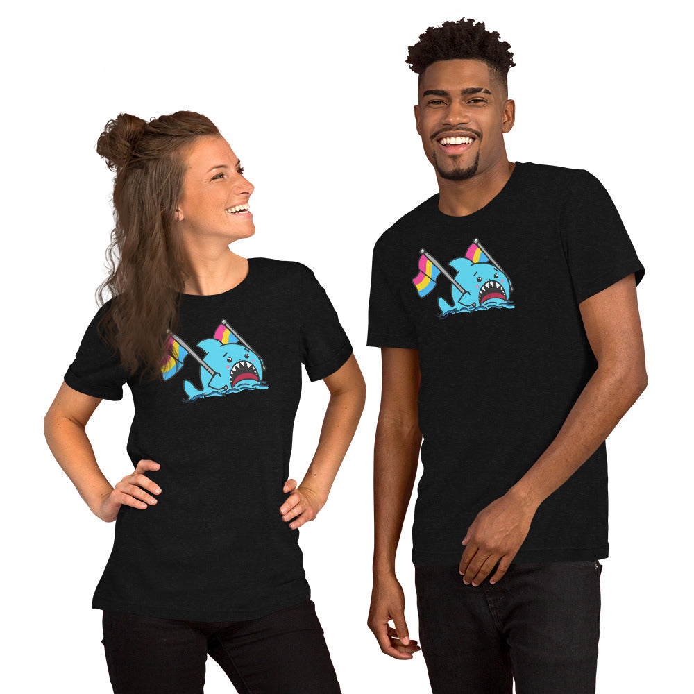 Pansexual Pride Flag Anxious Shark Genderless Tshirt