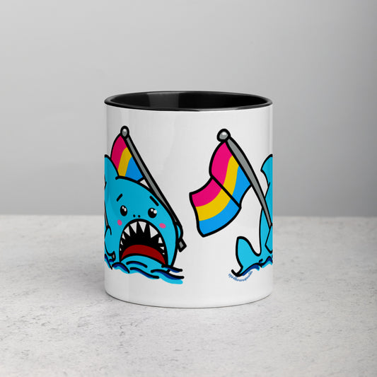 Anxious Shark Mug with Pansexual Pride Flag (11oz)