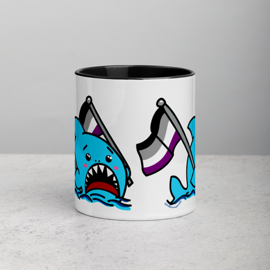 Anxious Shark Mug with Asexual/Ace Pride Flag (11oz)