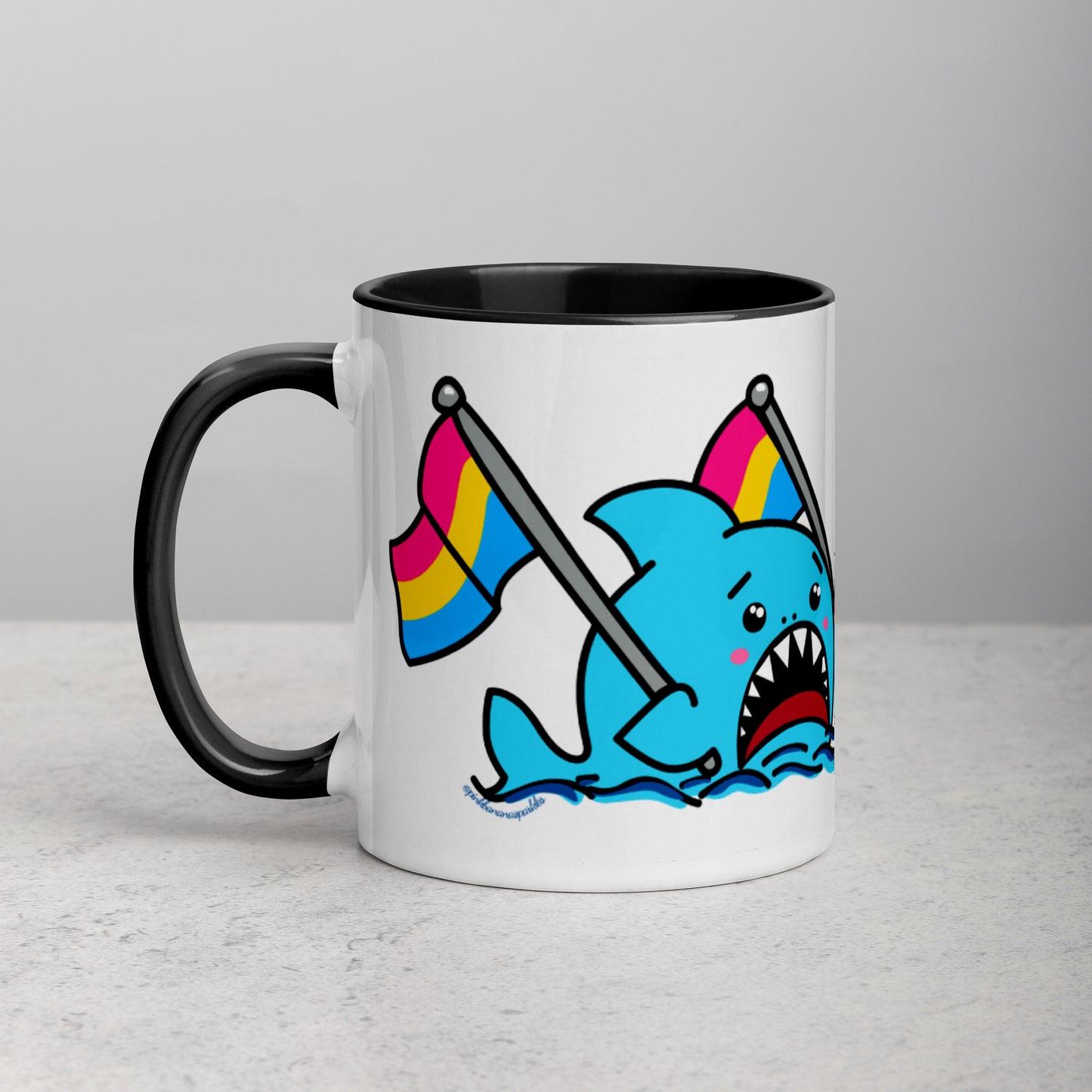 Anxious Shark Mug with Pansexual Pride Flag (11oz)