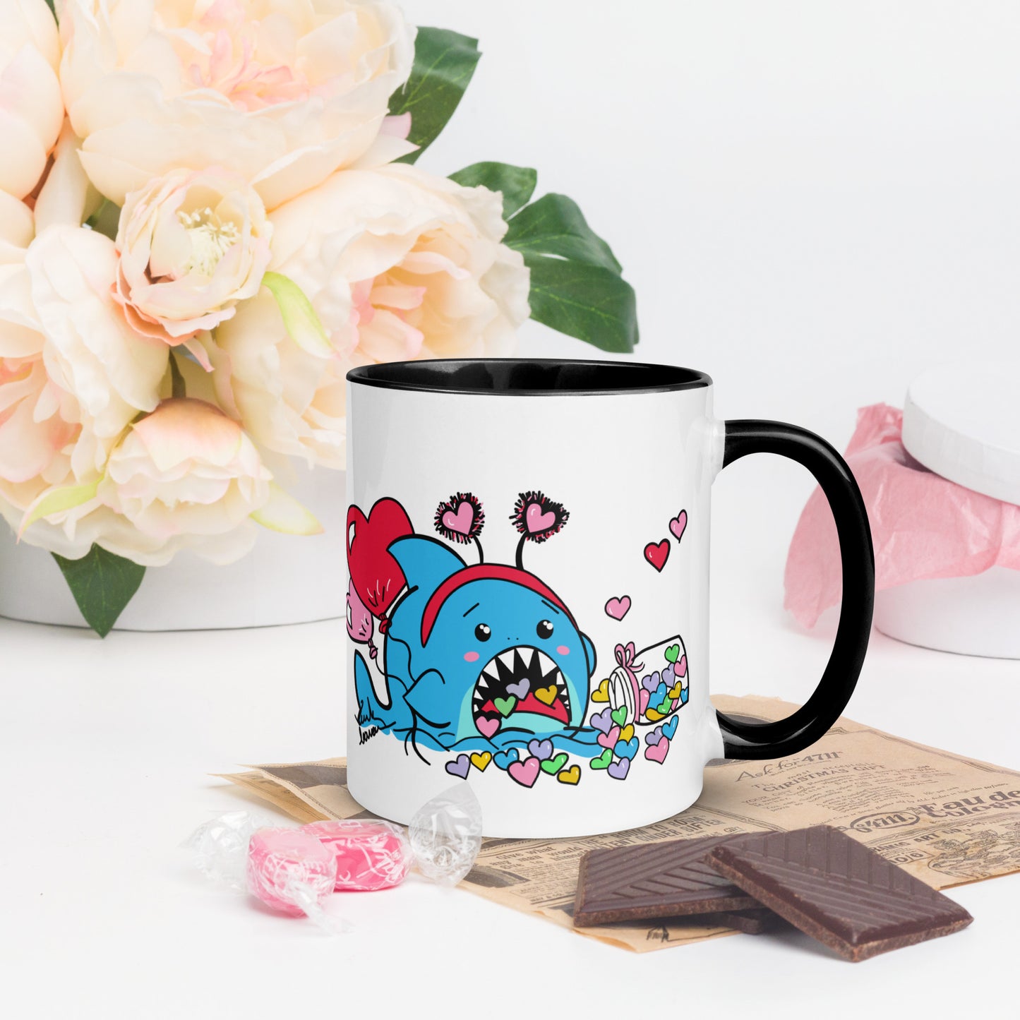 Valentine's Shark- Candy Hearts Mug (11oz)