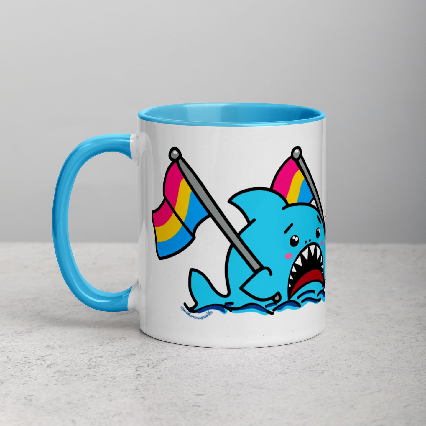 Anxious Shark Mug with Pansexual Pride Flag (11oz)