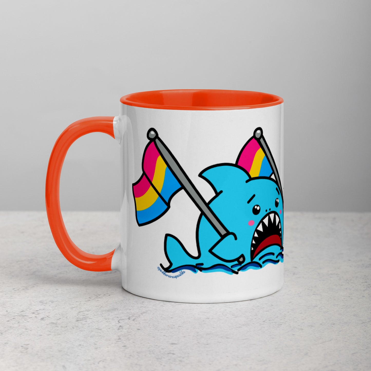 Anxious Shark Mug with Pansexual Pride Flag (11oz)