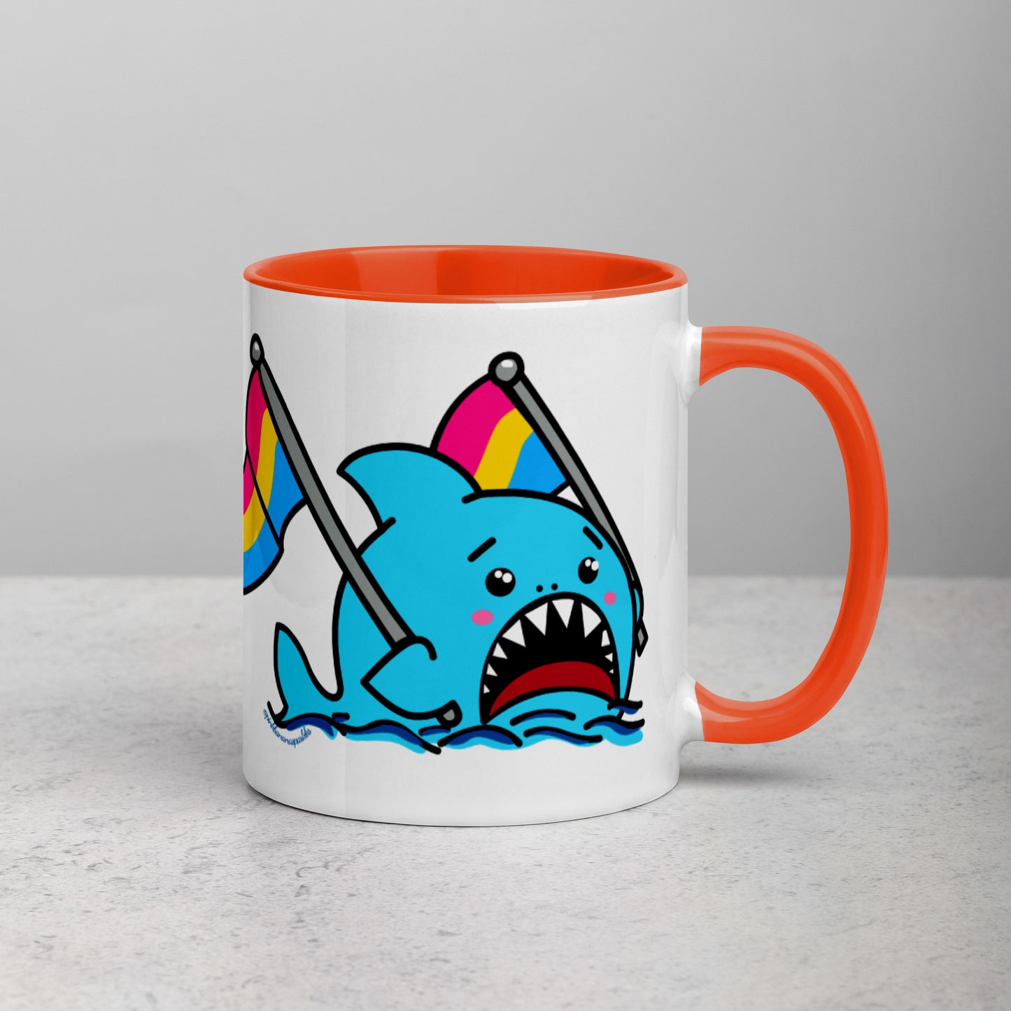 Anxious Shark Mug with Pansexual Pride Flag (11oz)