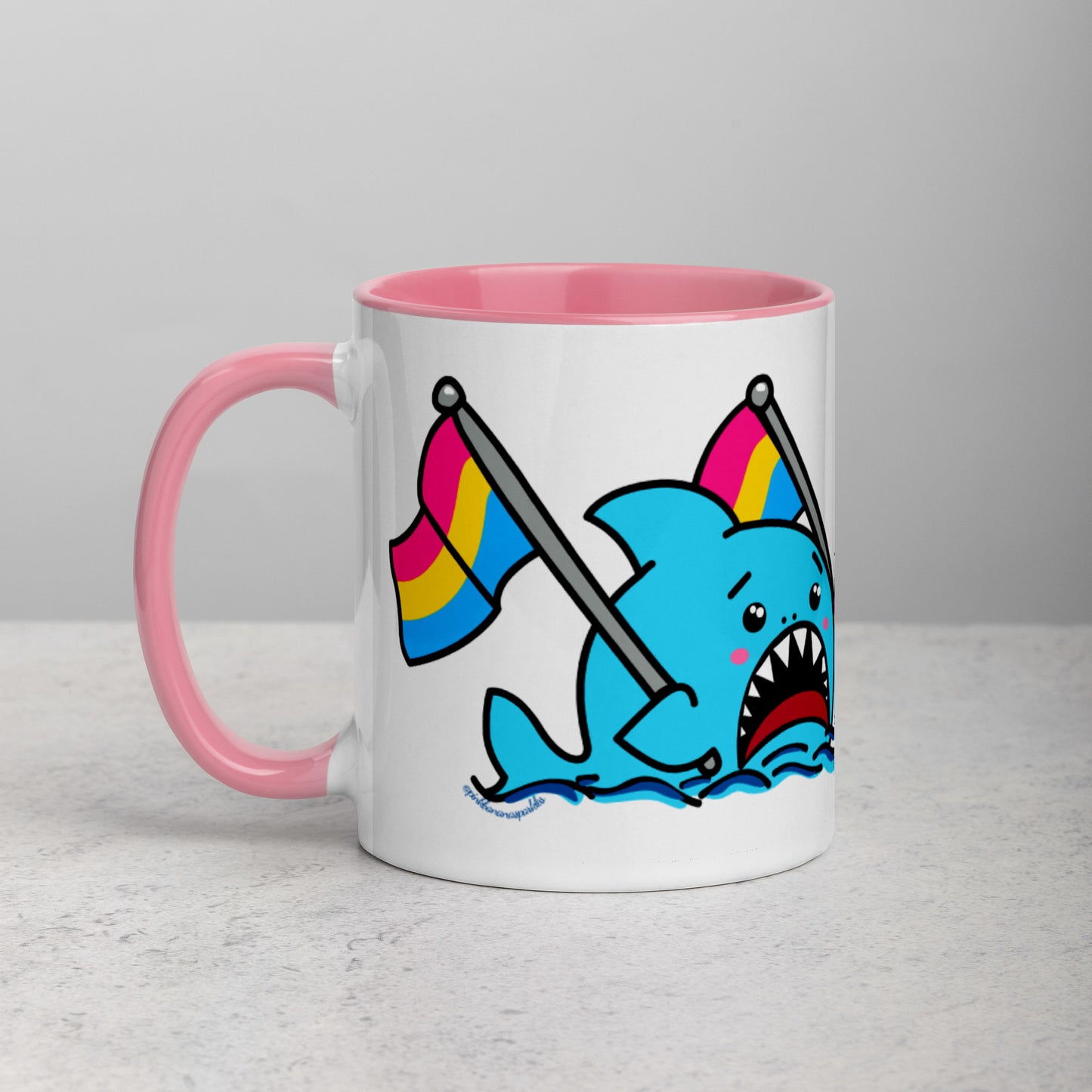 Anxious Shark Mug with Pansexual Pride Flag (11oz)