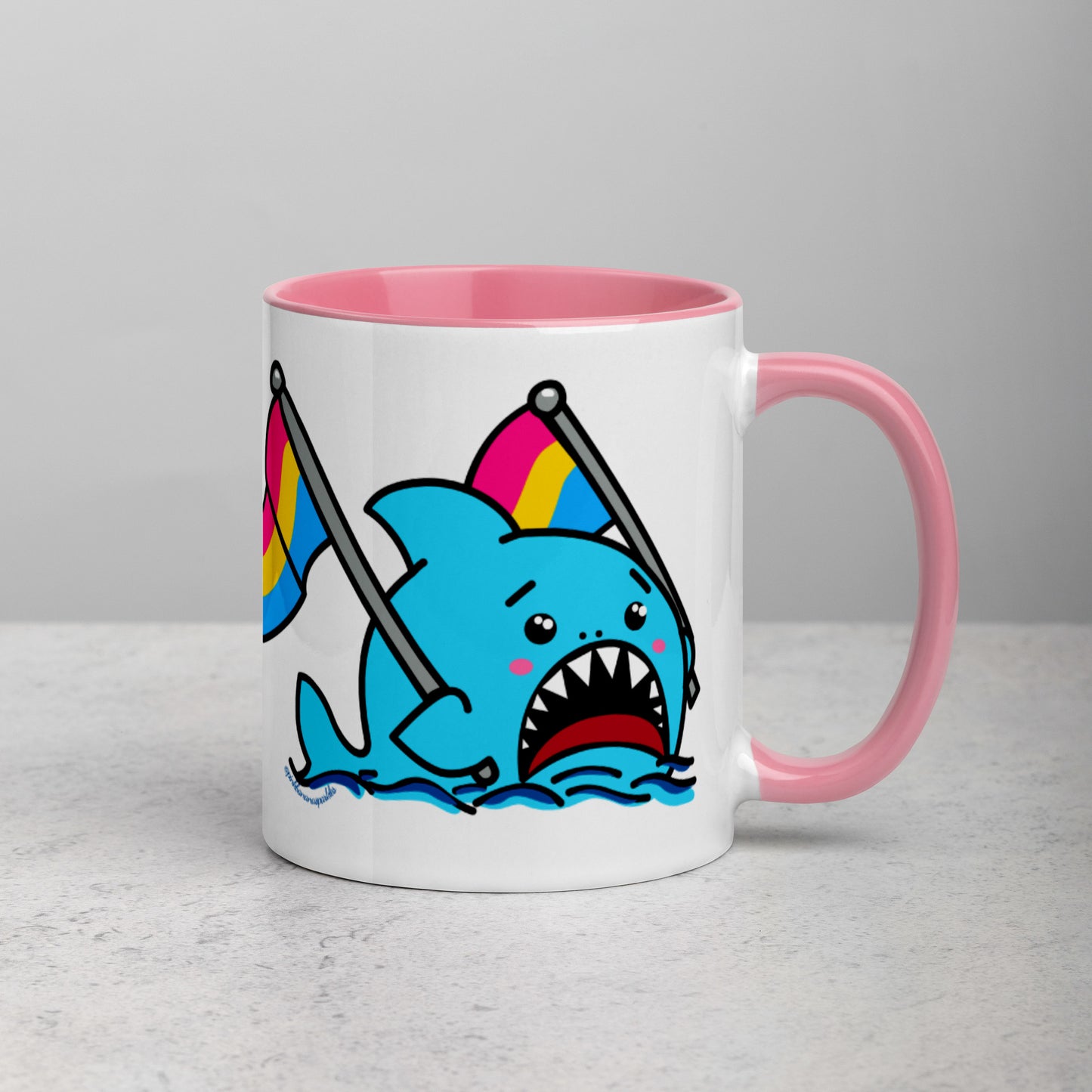 Anxious Shark Mug with Pansexual Pride Flag (11oz)