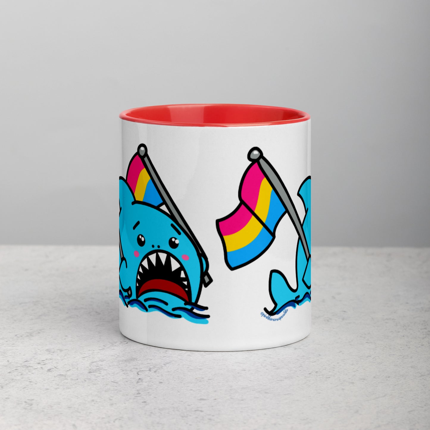 Anxious Shark Mug with Pansexual Pride Flag (11oz)