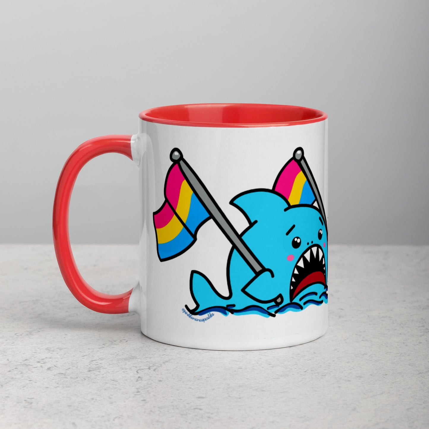 Anxious Shark Mug with Pansexual Pride Flag (11oz)