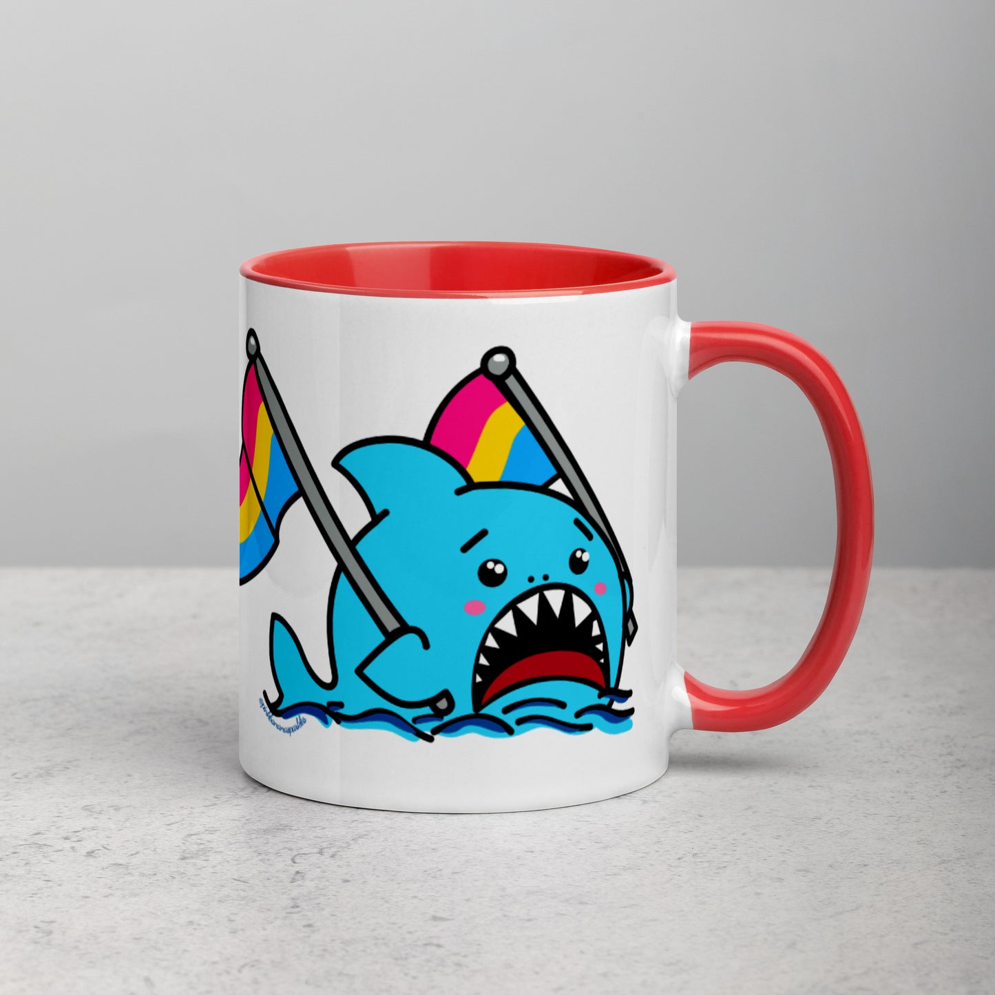 Anxious Shark Mug with Pansexual Pride Flag (11oz)