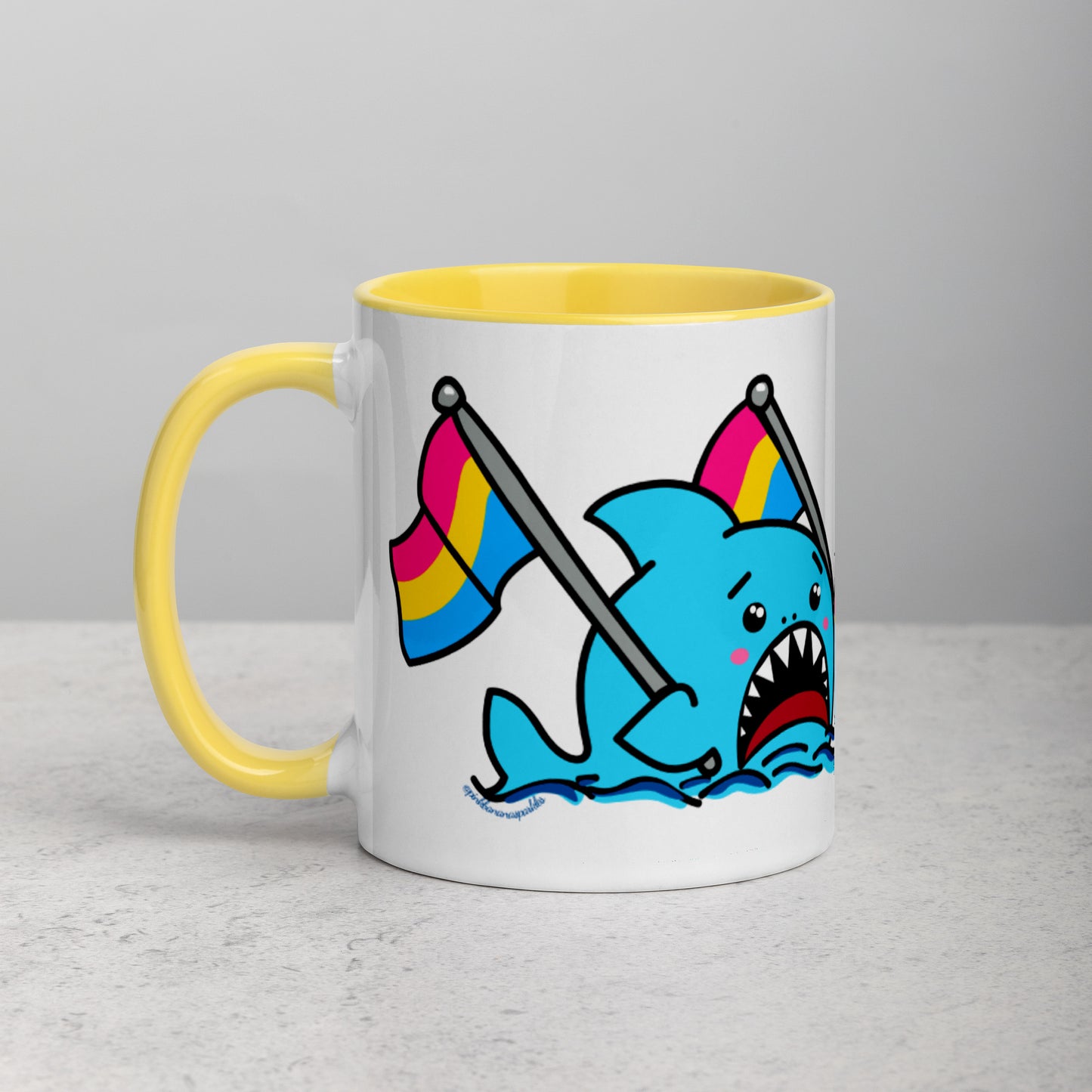 Anxious Shark Mug with Pansexual Pride Flag (11oz)