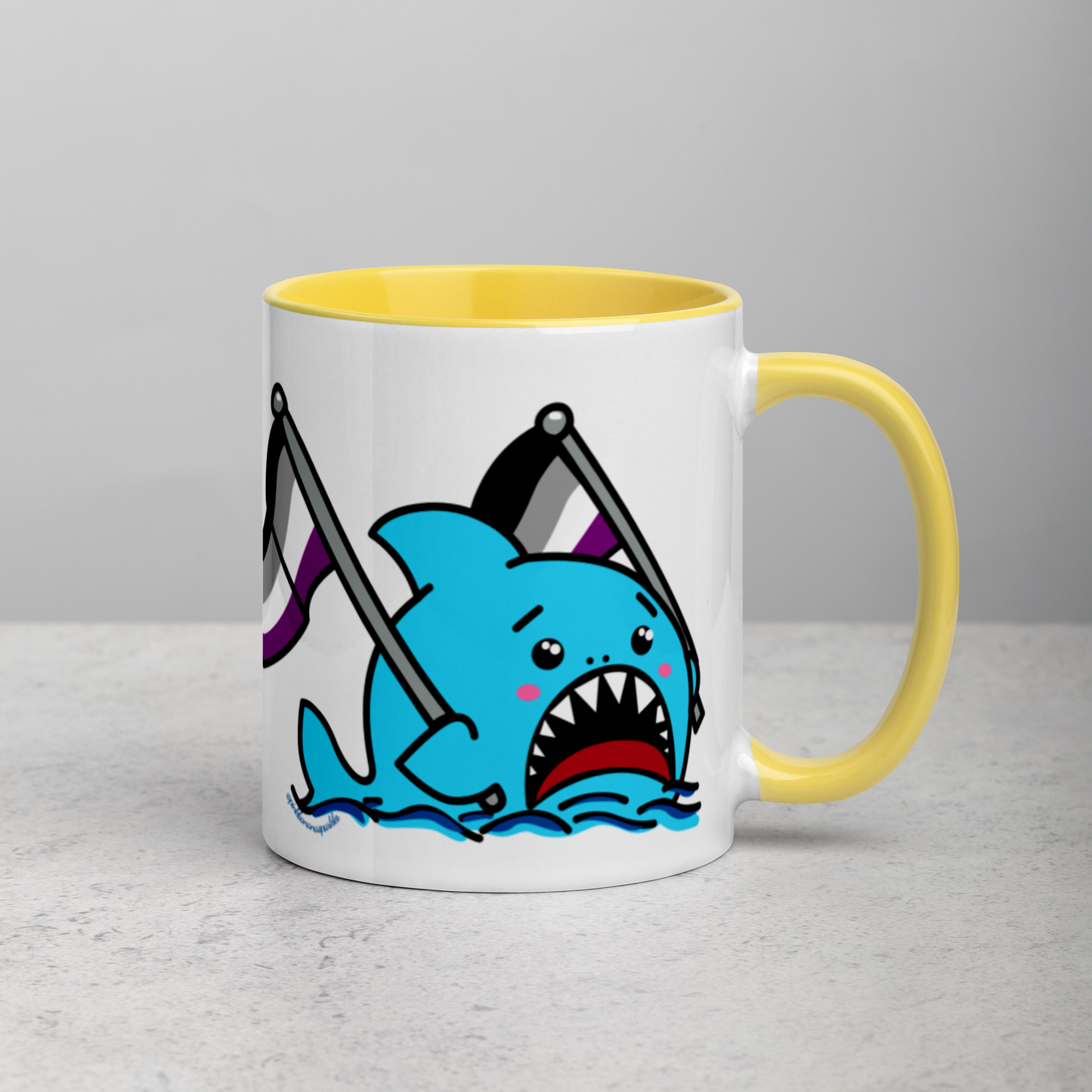 Anxious Shark Mug with Asexual/Ace Pride Flag (11oz)