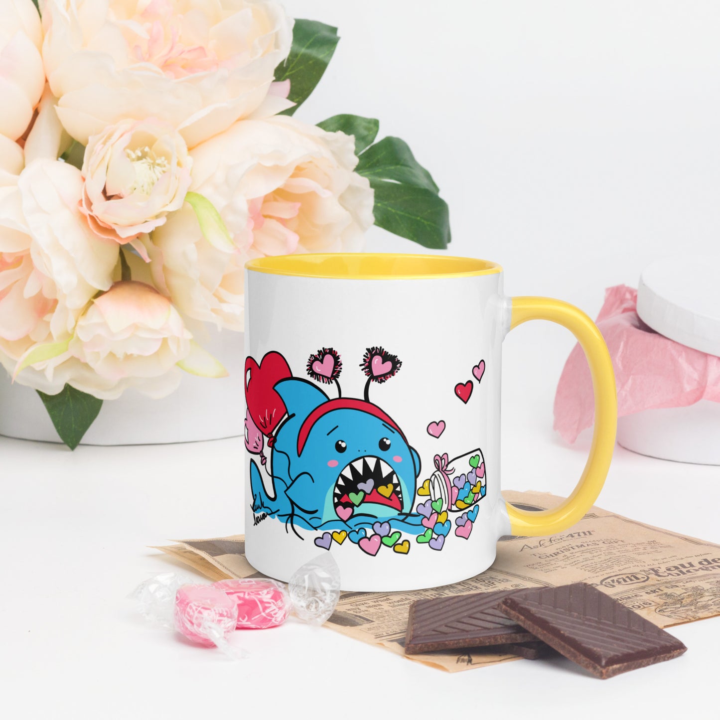 Valentine's Shark- Candy Hearts Mug (11oz)
