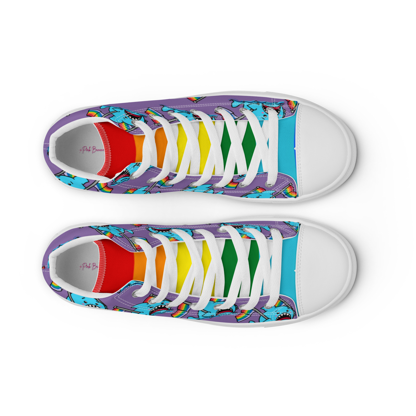 Anxious Shark Celebrates Pride (purple)- Women’s high top canvas shoes