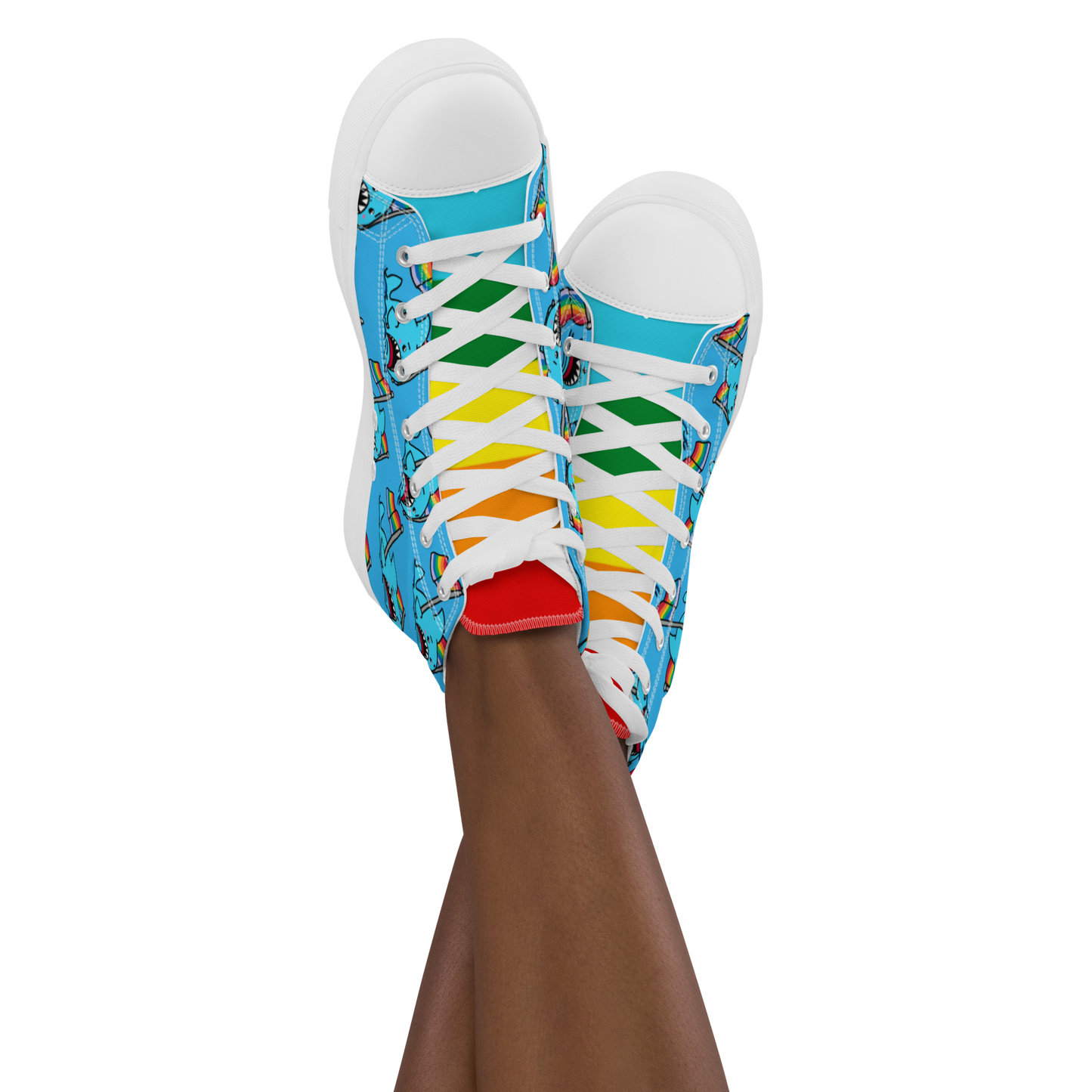 Anxious Shark Celebrates Pride (blue)- Women’s high top canvas shoes