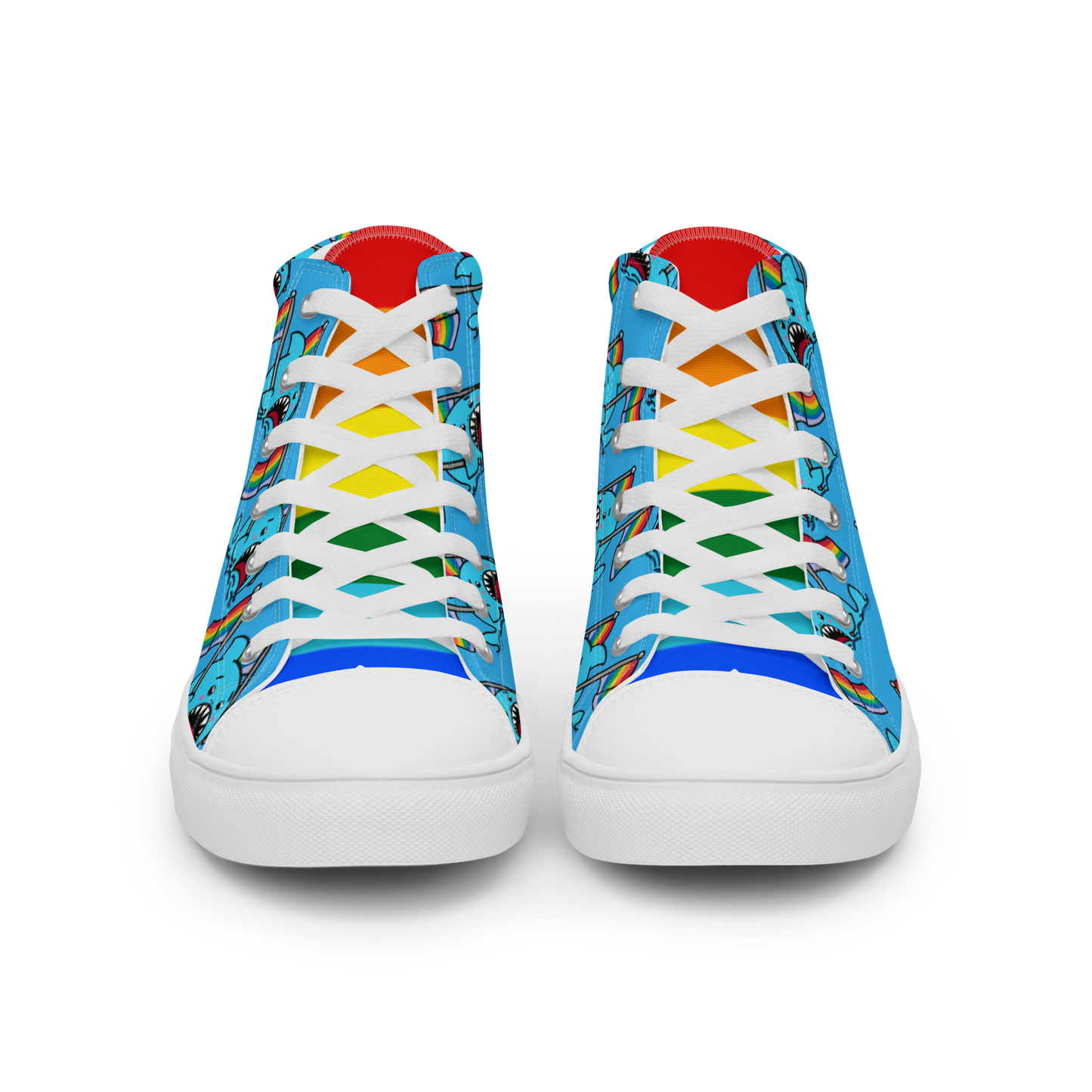Anxious Shark Celebrates Pride (blue)- Women’s high top canvas shoes