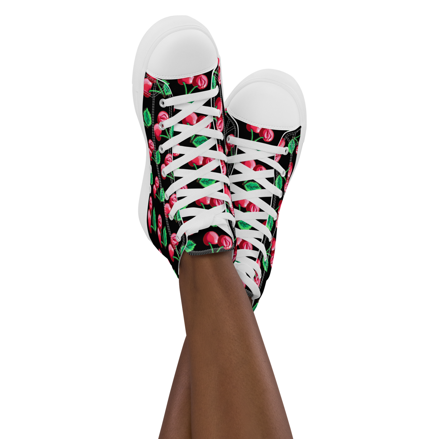 Cherry Vulva (black) - Women’s high top canvas shoes
