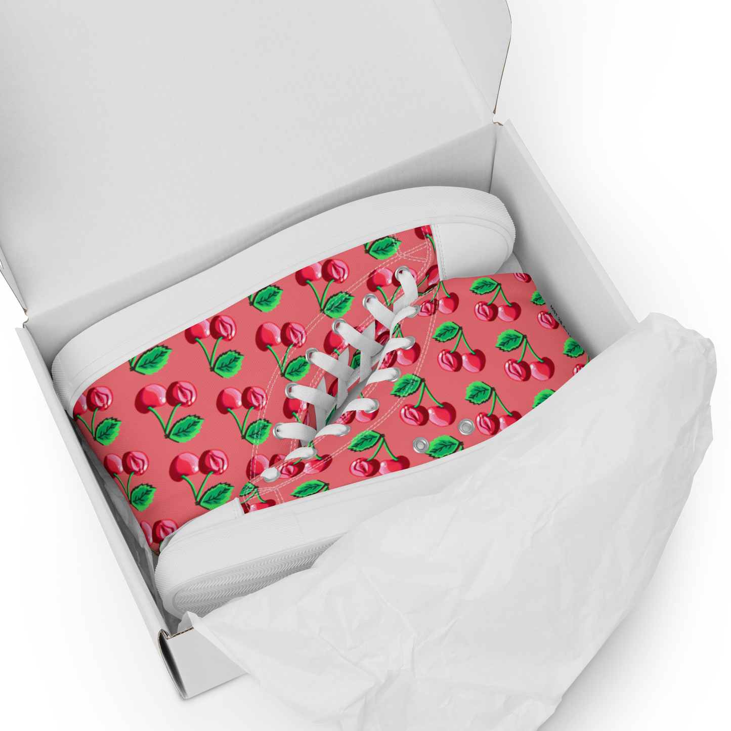 Cherry Vulva (pink)- Women’s high top canvas shoes