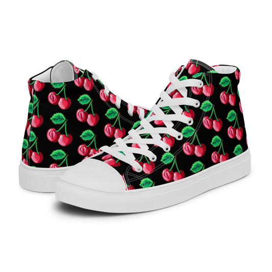 Cherry Vulva (black) - Women’s high top canvas shoes