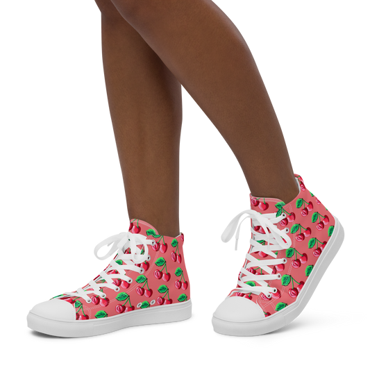 Cherry Vulva (pink)- Women’s high top canvas shoes