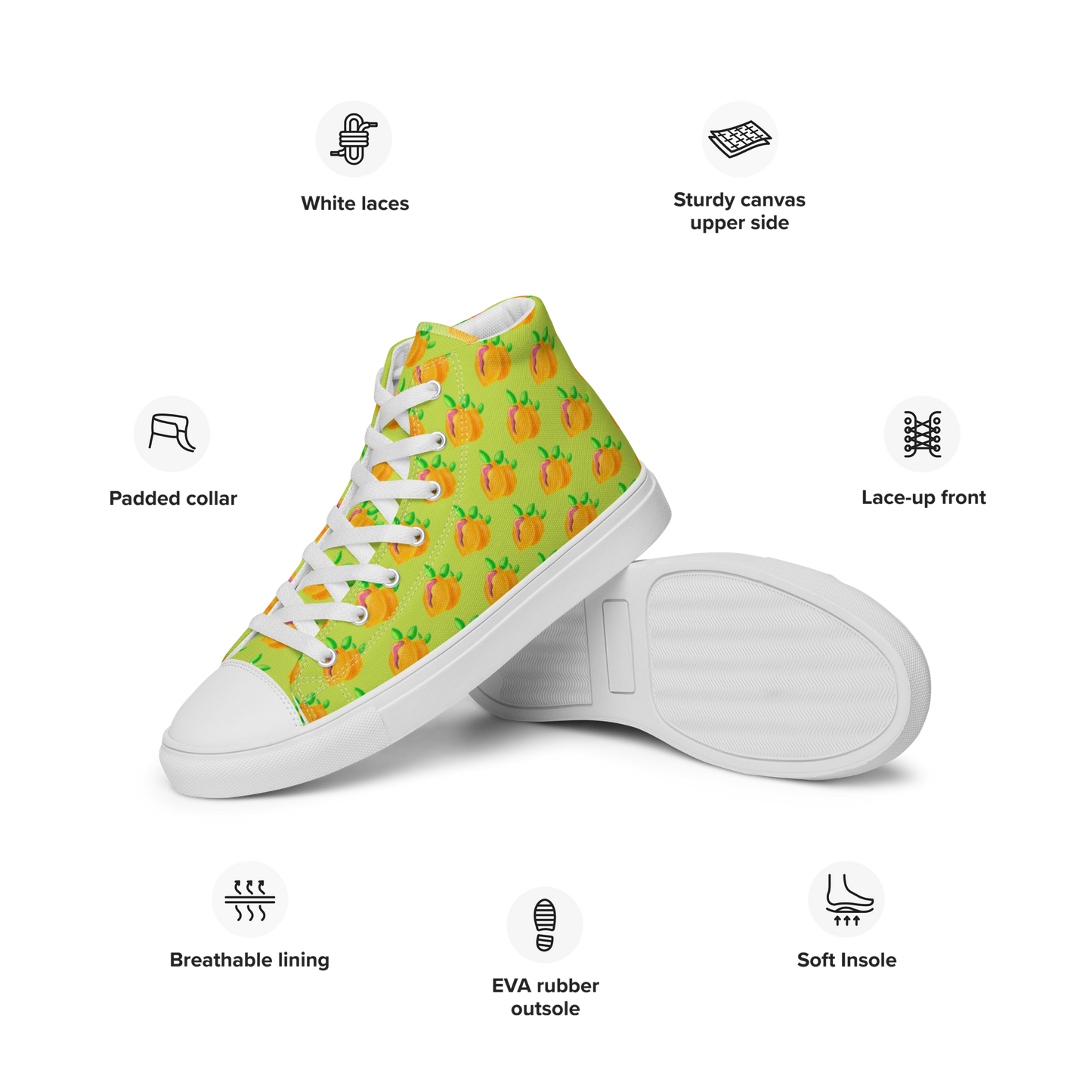 "Sour Puss" Lemon Vulva (minis)- Women’s high top canvas shoes
