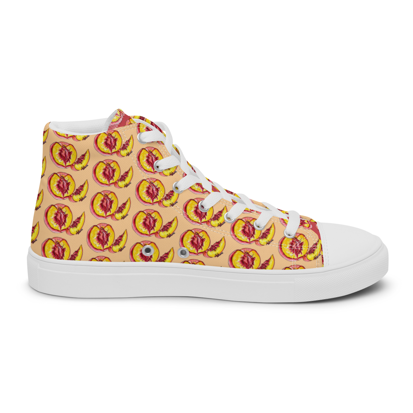 "The Perfect Peach" Peach Vulva (mini) Women’s high top canvas shoes