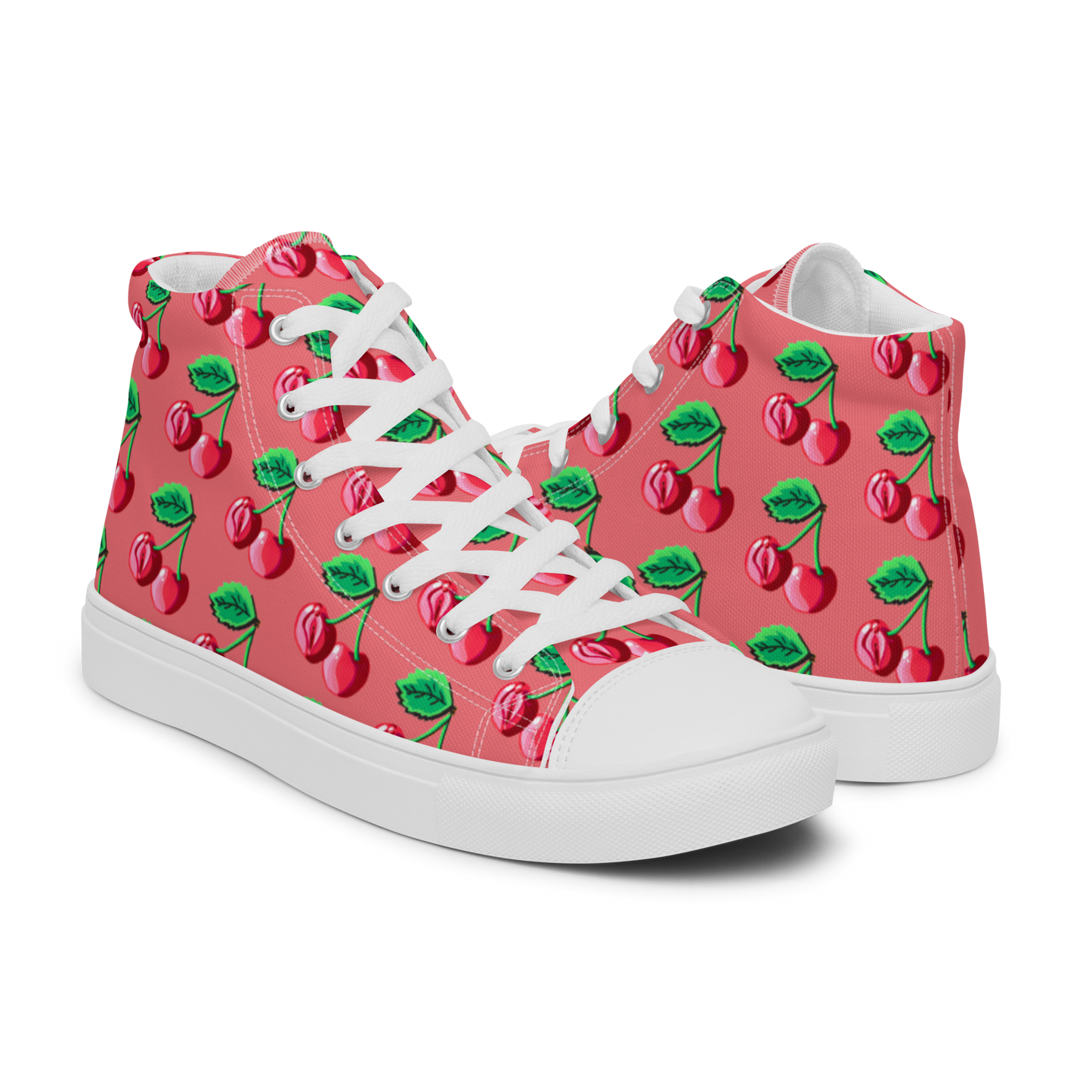 Cherry Vulva (pink)- Women’s high top canvas shoes