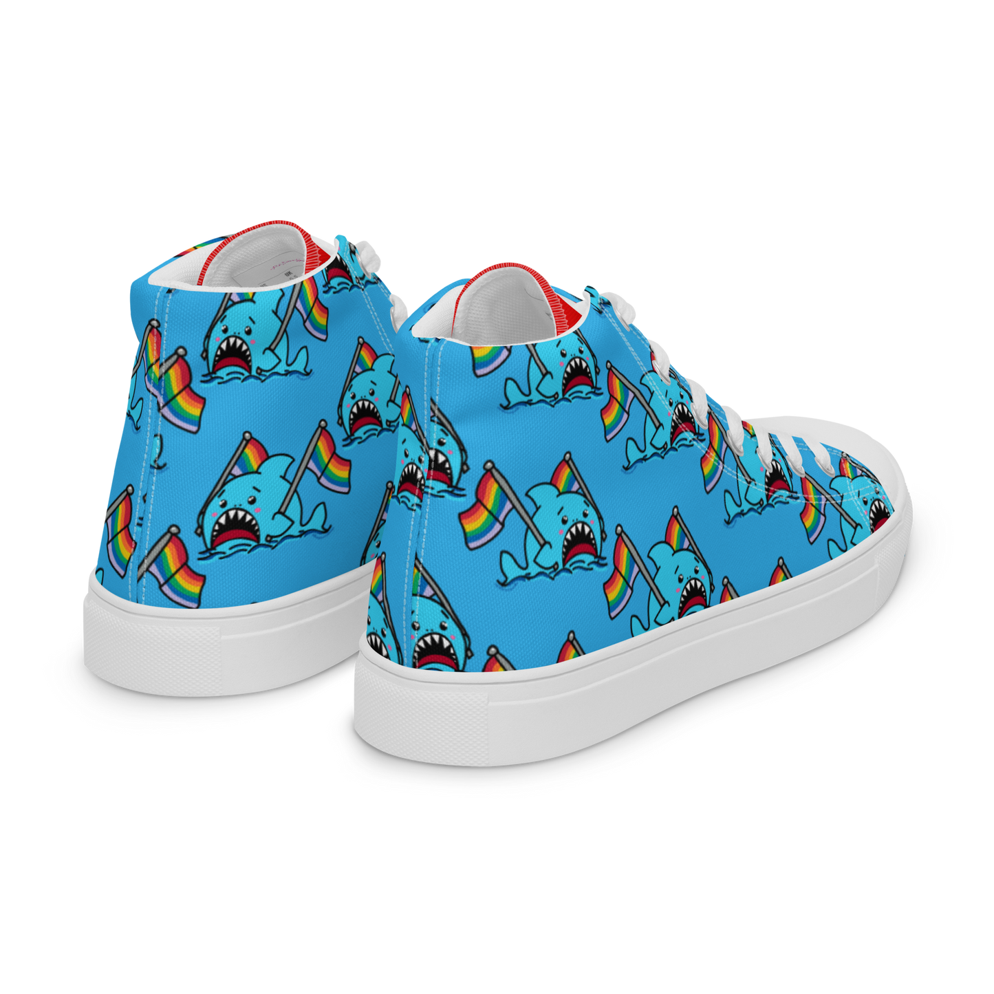 Anxious Shark Celebrates Pride (blue)- Women’s high top canvas shoes