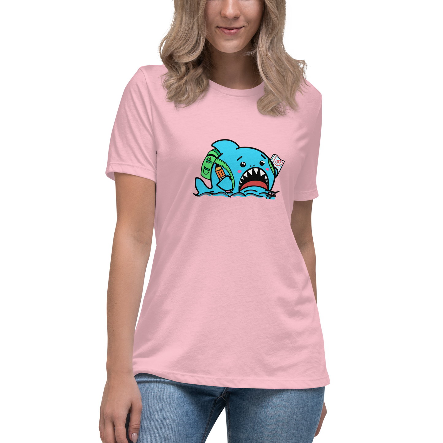Anxious Shark Goes to School- Femme Relaxed T-Shirt