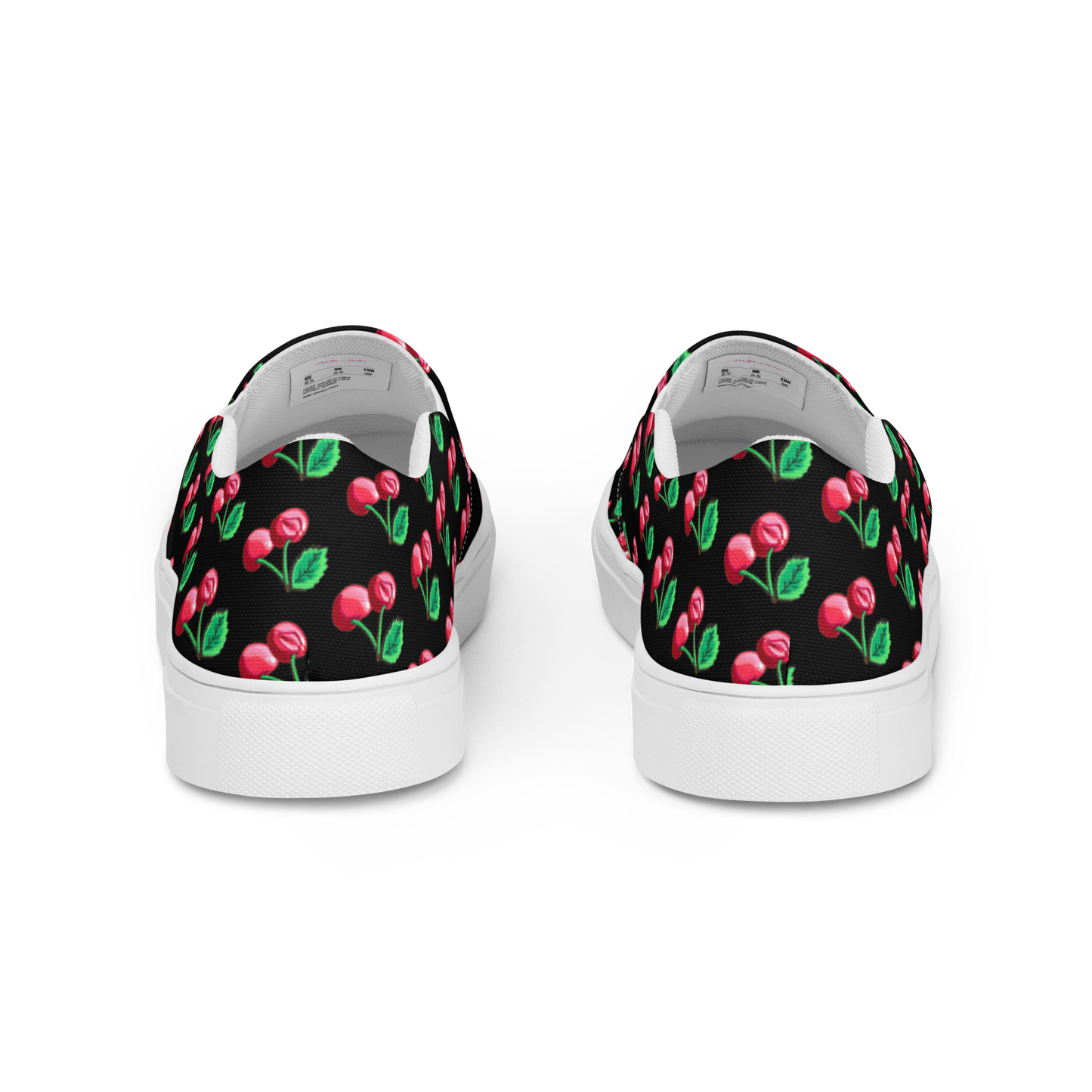 Cherry Vulvas (black) -Women’s slip-on canvas sneakers