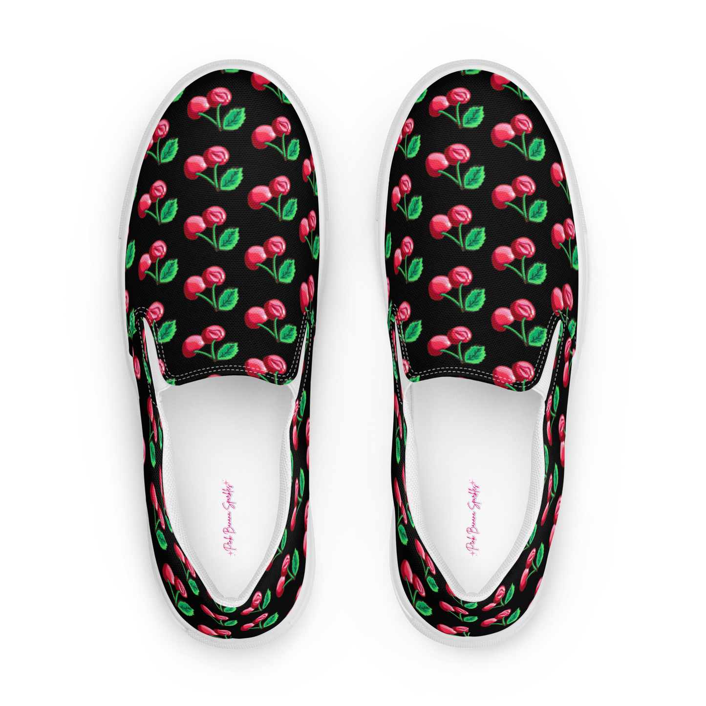Cherry Vulvas (black) -Women’s slip-on canvas sneakers