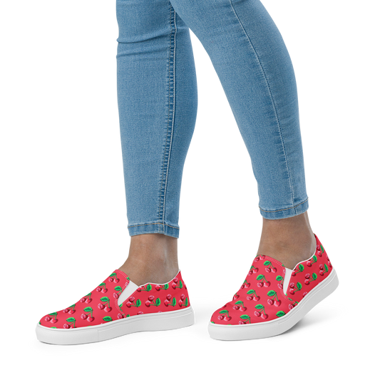 Cherry Vulvas (pink)- Women’s slip-on canvas sneaker