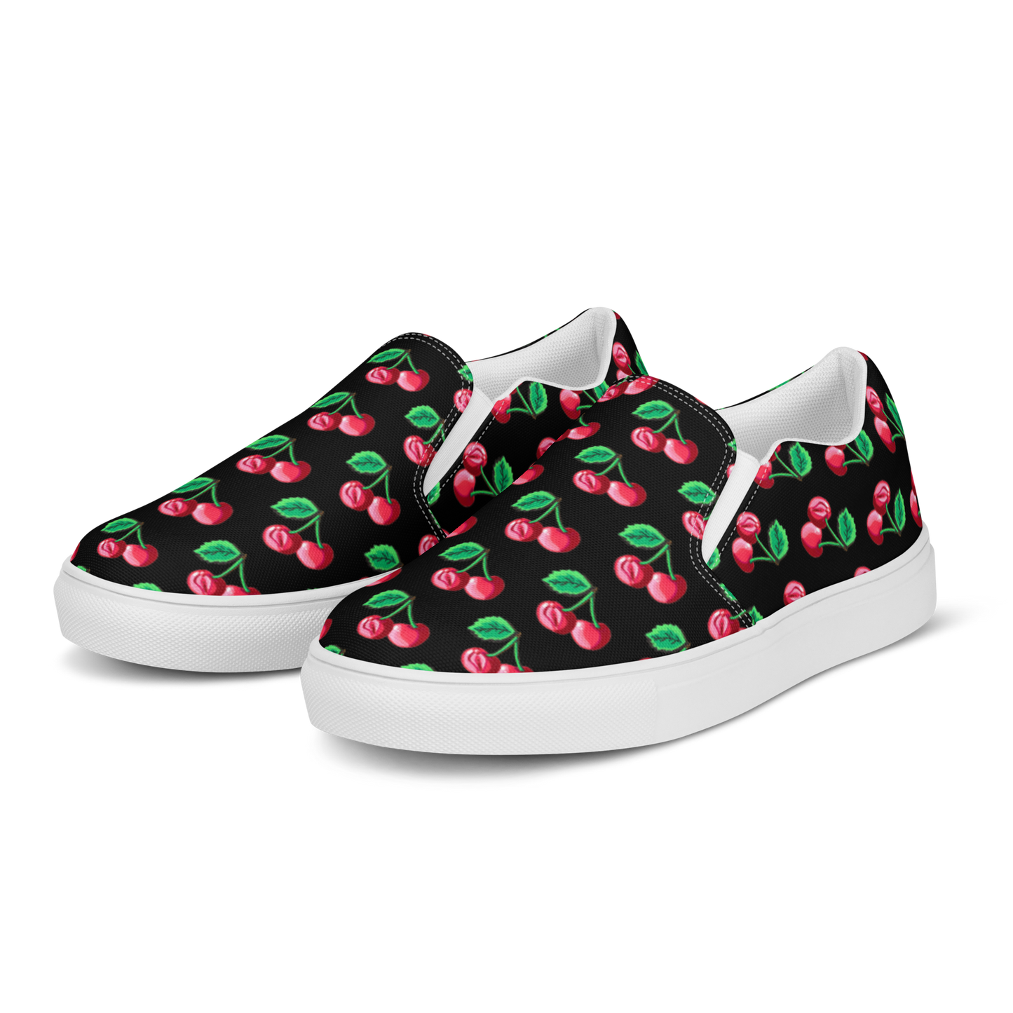 Cherry Vulvas (black) -Women’s slip-on canvas sneakers