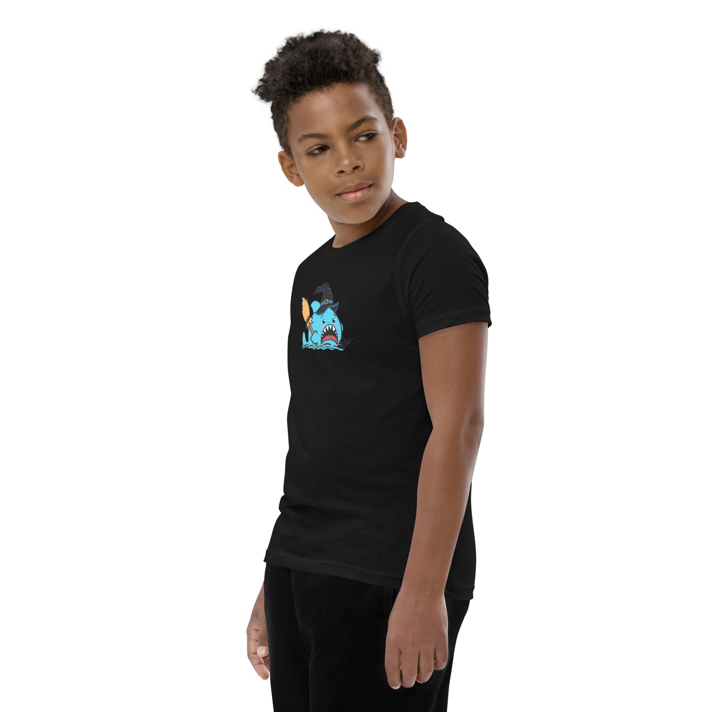 Halloween Sharks- Witch Shark Genderless Youth Short Sleeve T-Shirt