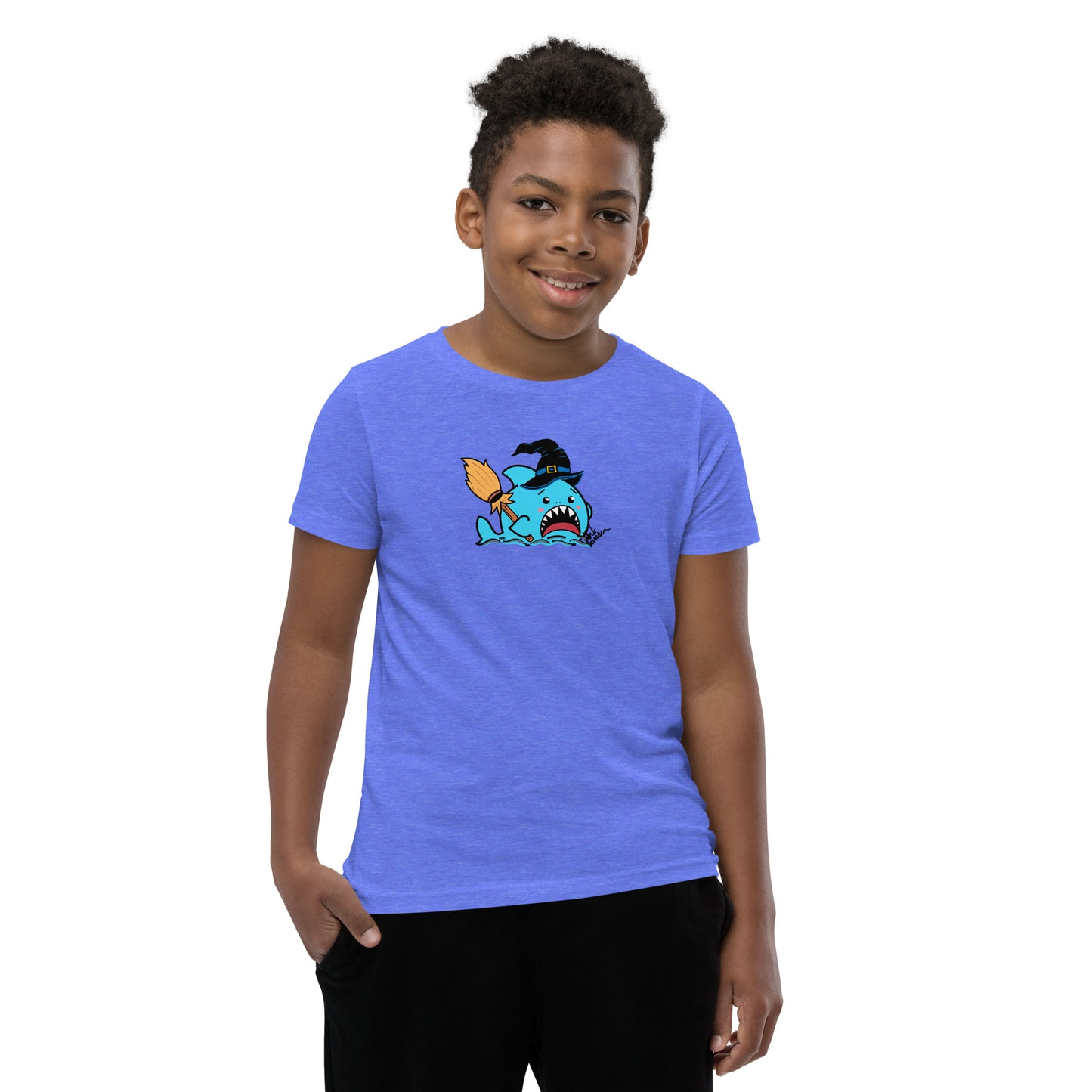 Halloween Sharks- Witch Shark Genderless Youth Short Sleeve T-Shirt
