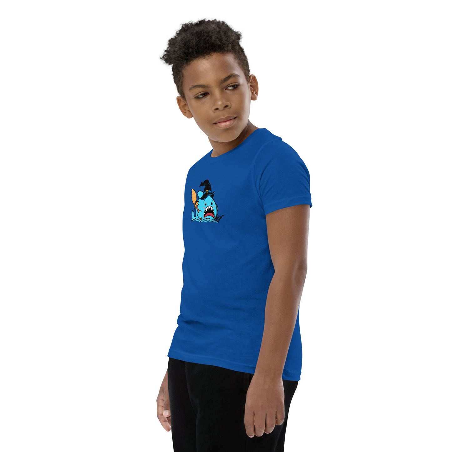 Halloween Sharks- Witch Shark Genderless Youth Short Sleeve T-Shirt