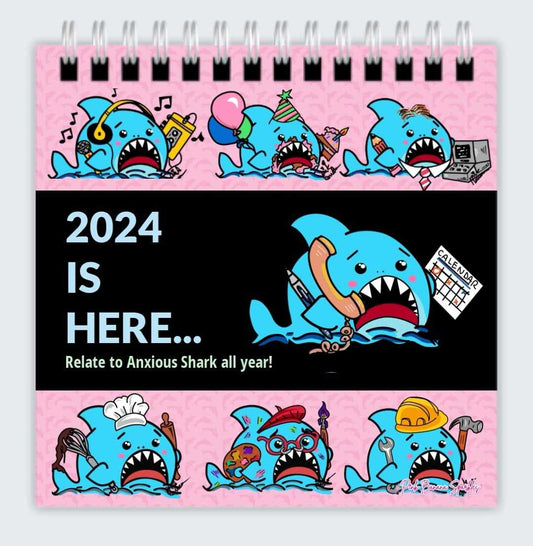 Anxious Shark 2024 Calendar- Available in 2 sizes
