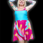 Embrace Body Love Dress, Skater- Teal, Hot Pink