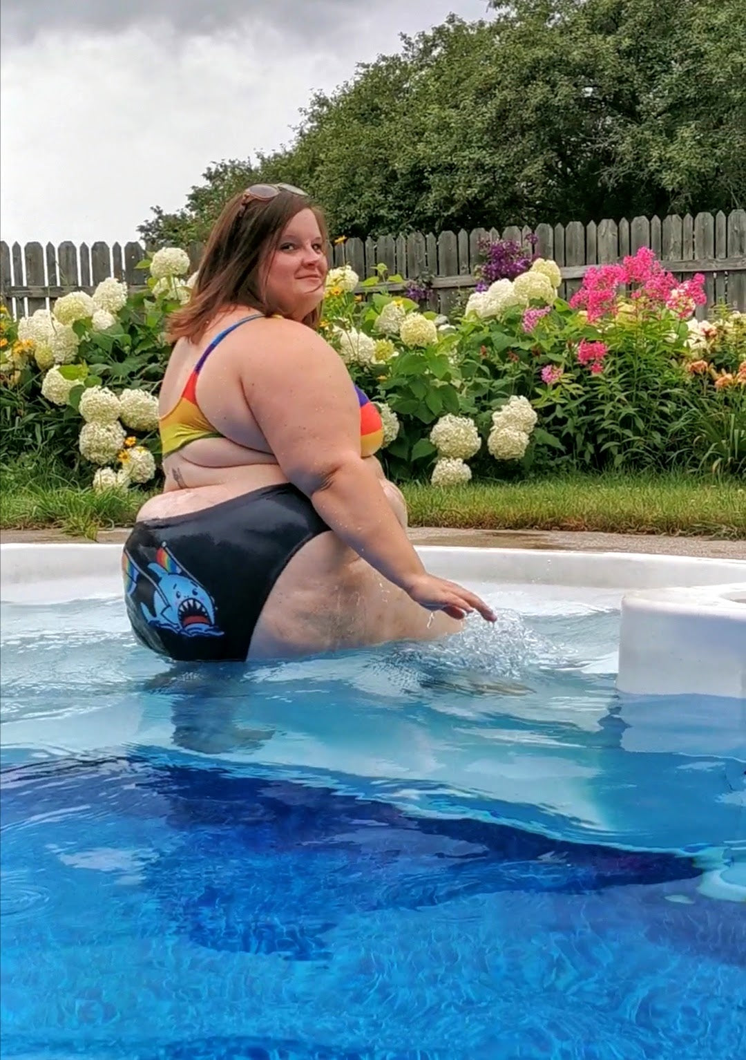 Anxious Shark Rainbow Pride Flag- High Waisted Bikini