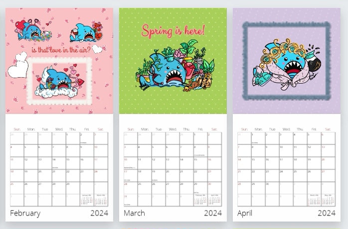 Anxious Shark 2024 Calendar- Available in 2 sizes