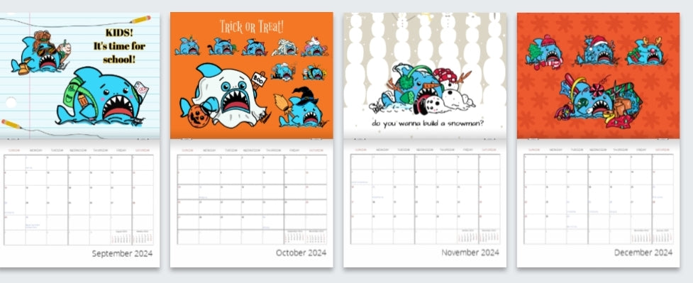 Anxious Shark 2024 Calendar- Available in 2 sizes